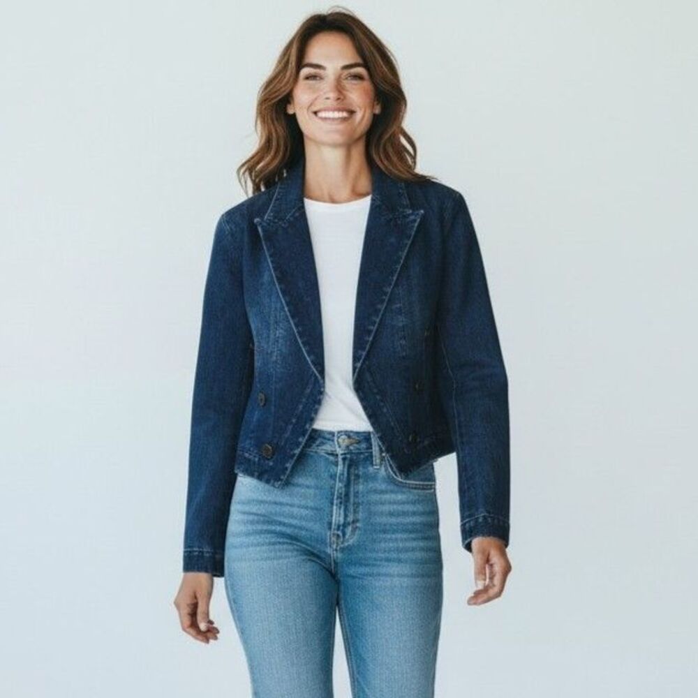 New! BOSTON PROPER Cropped Denim Jacket